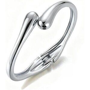 Trendy Silver Bangle bracelet Women teen chunky adjustable twist cuff jewelry